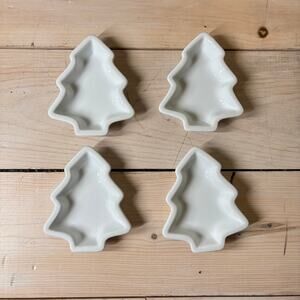 (4) Crate & Barrel by Bia White Cordon Bleu Ceramic Tree Shape Baking Dishes 4